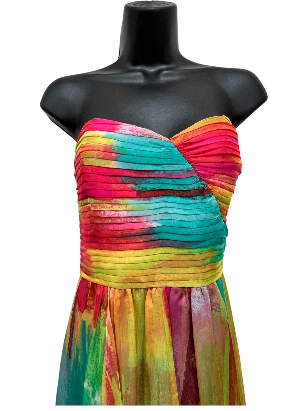 Laundry by Shelli Segal Watercolor Strapless Maxi Dress Size 10 - Picture 3 of 15